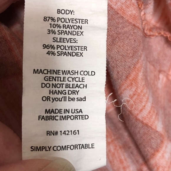 LULAROE Randy Baseball Tee Orange Red Checkerboard Pattern Gray Sleeves - Size S - Picture 5 of 6